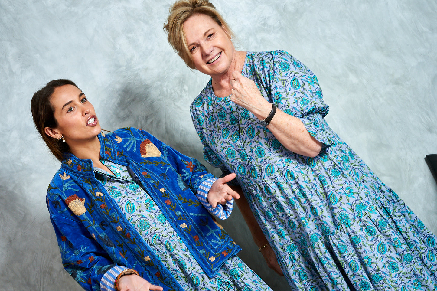 Suswani Velvet Jacket -Cobolt Blue with Blue Stripes