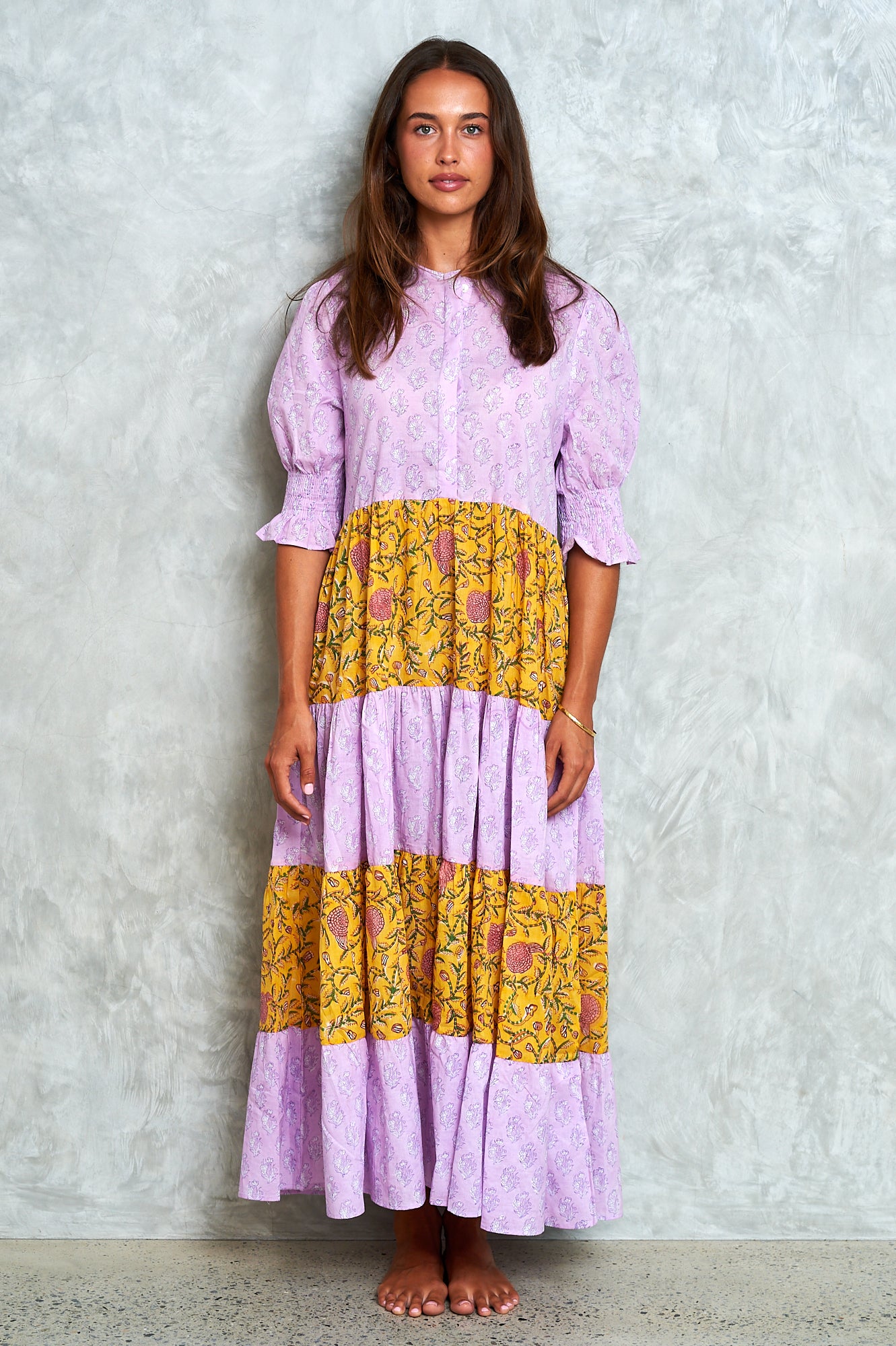 Harriet Dress - Saffron/Jacaranda