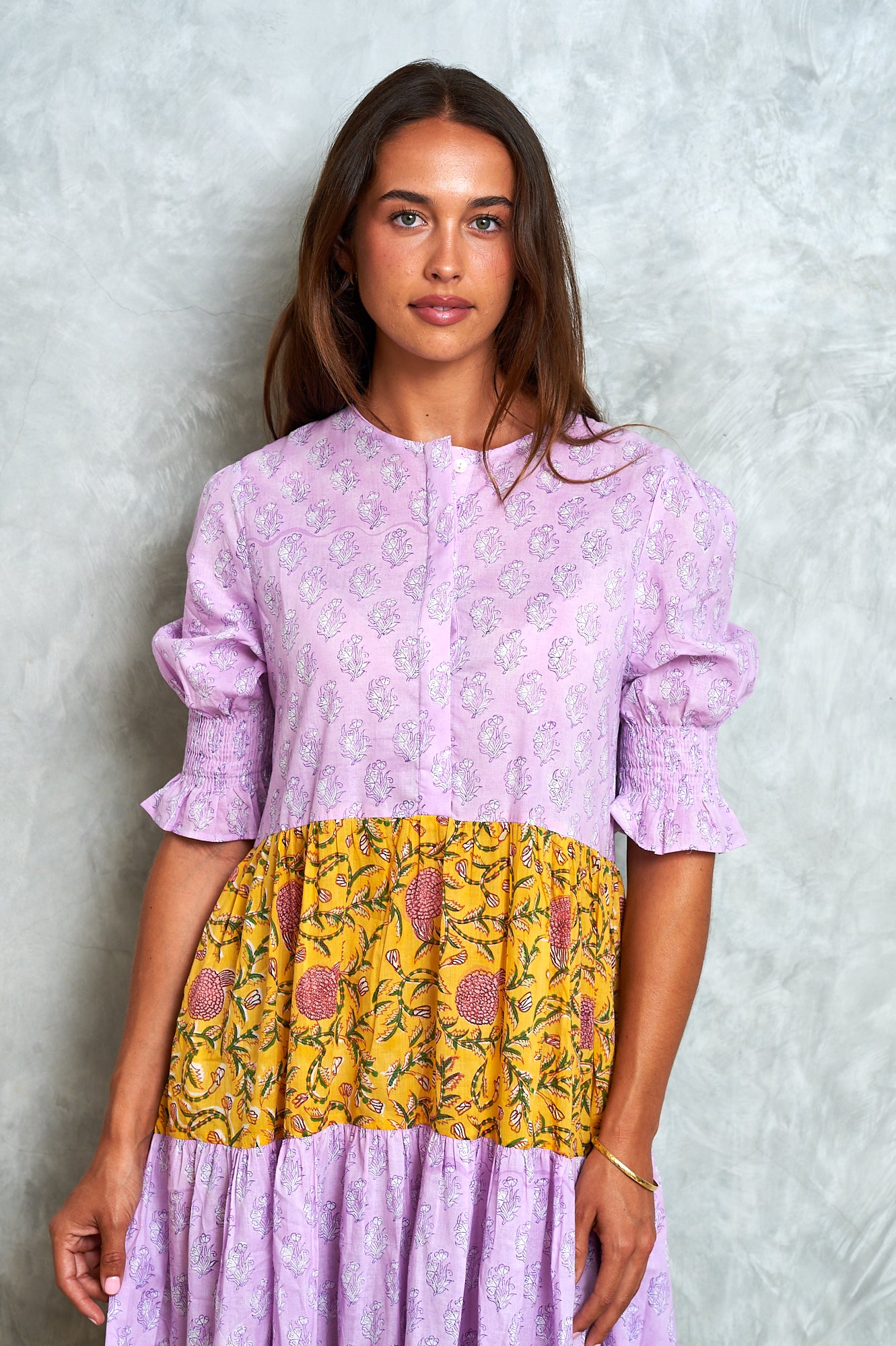 Harriet Dress - Saffron/Jacaranda