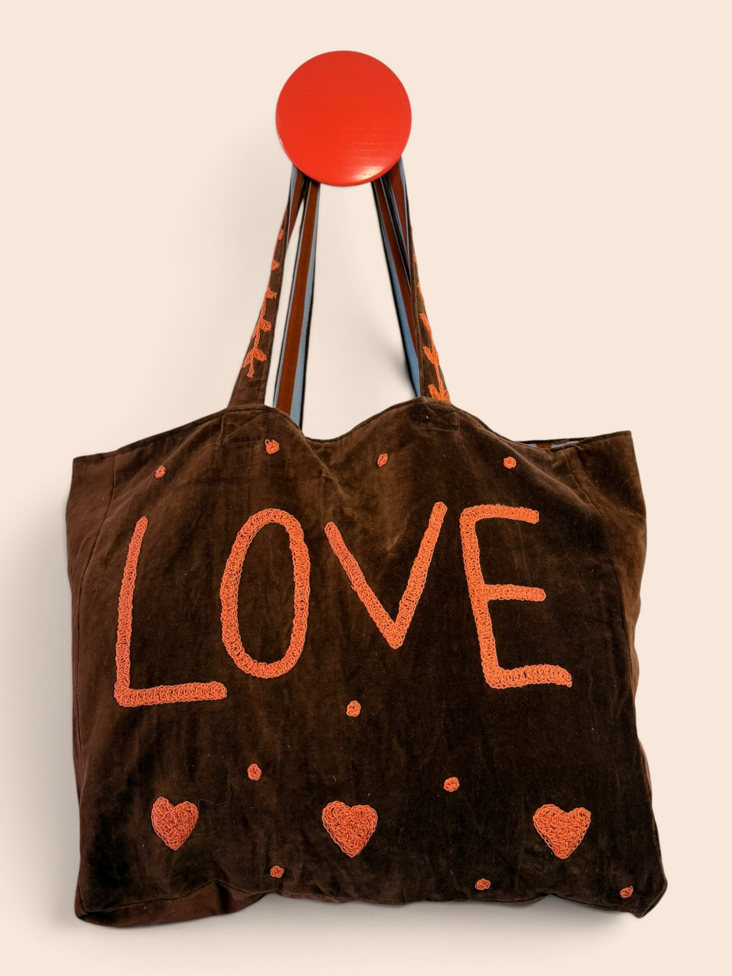 Velvet Suswani Bag - Chocolate and Orange