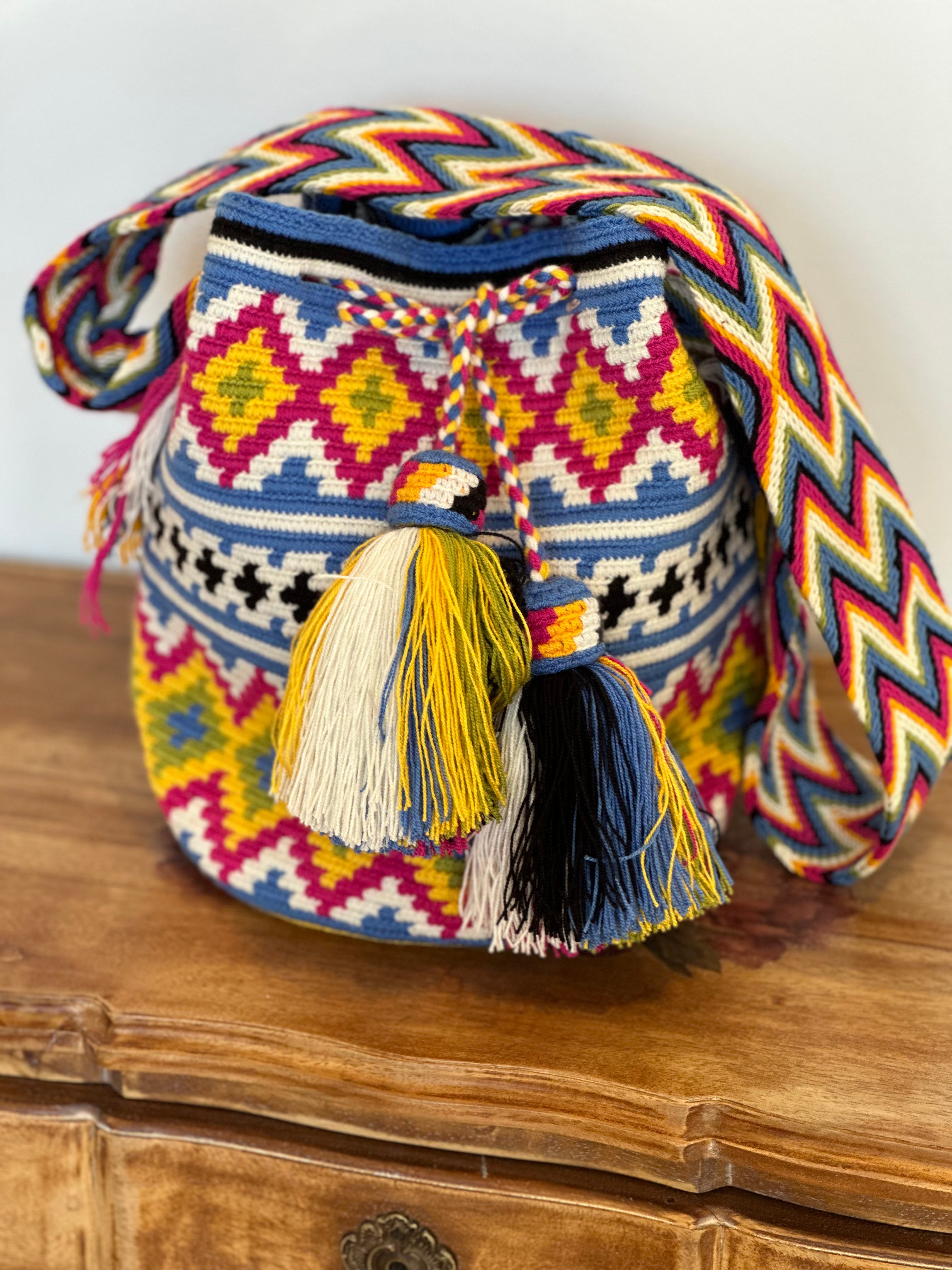 Mochila Crossbody Bag - Blue/Pink Rainbow Aztec