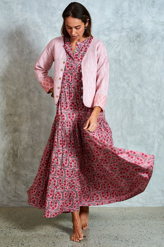 Clementine Jacket - Sorbet Pink with Stripes