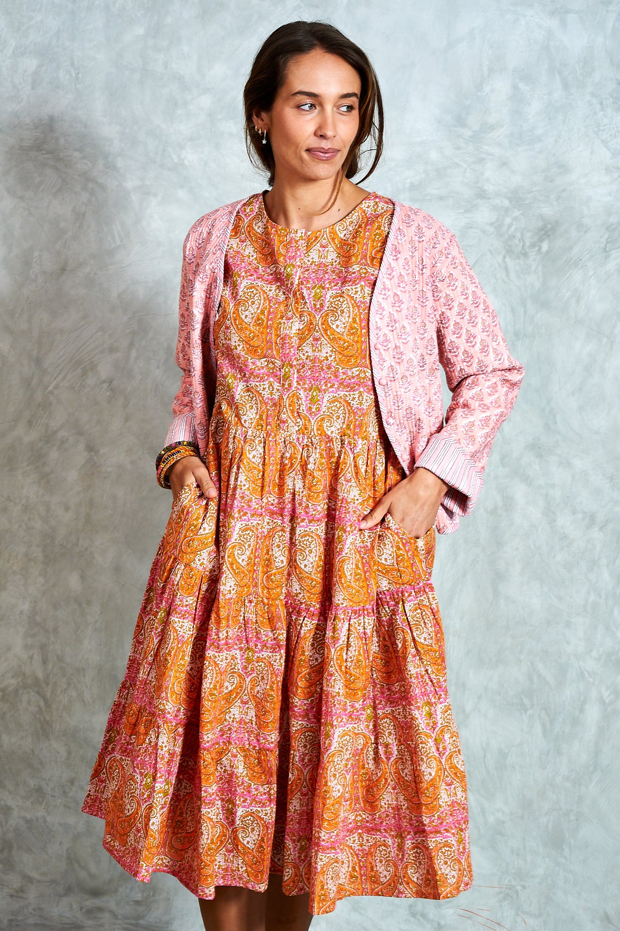 Clementine Jacket - Sorbet Pink with Stripes