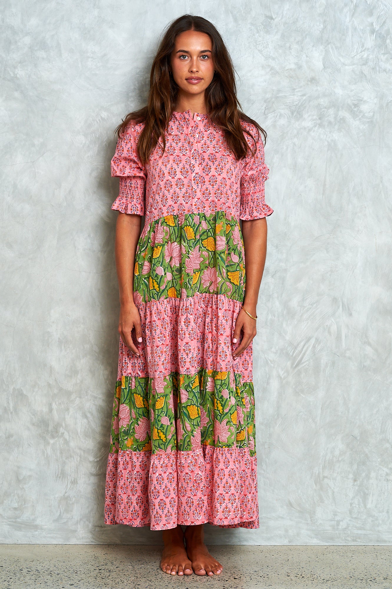 Harriet Dress - Poppy/Emerald