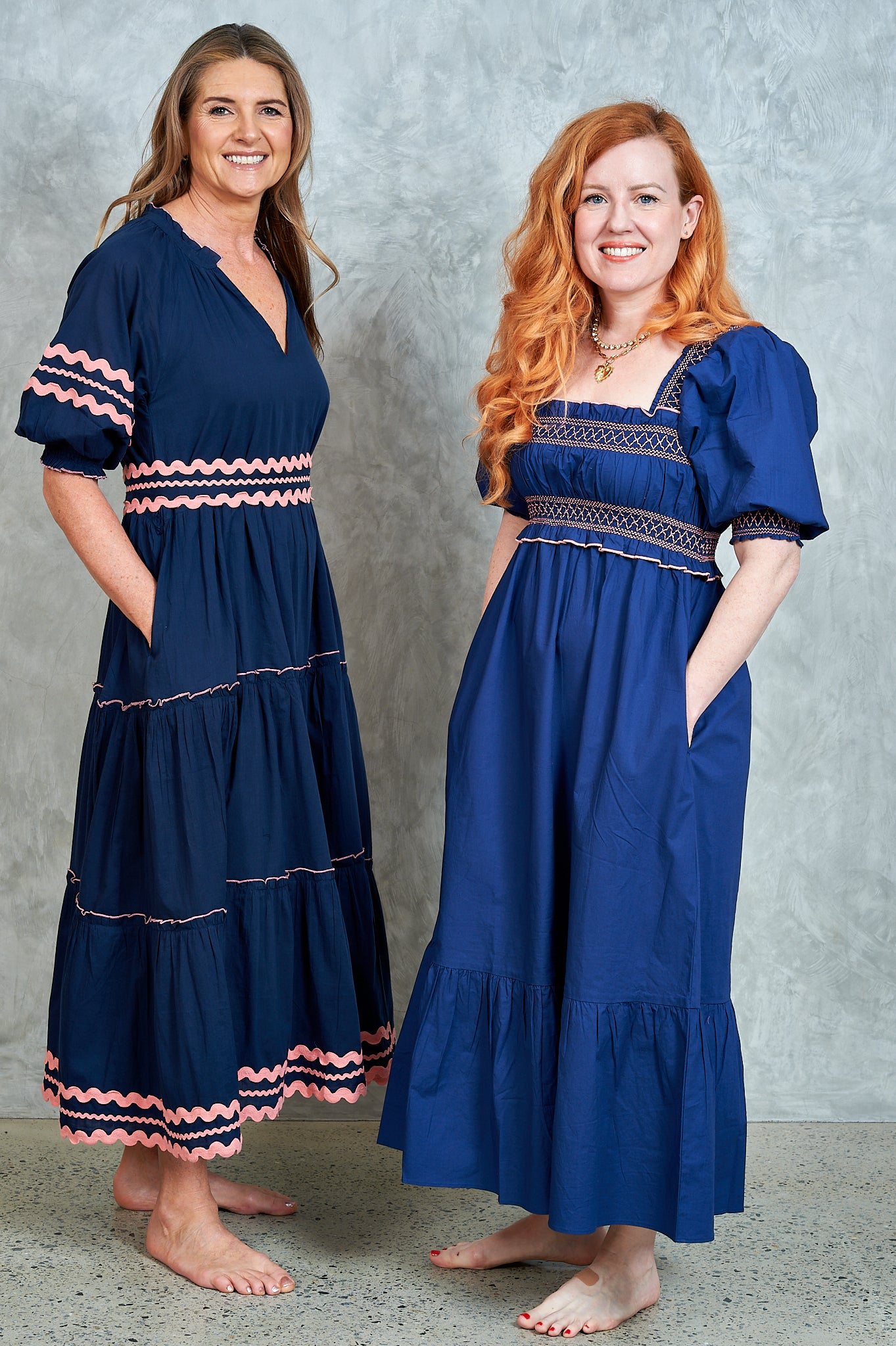 Suki Shirred Dress - Navy