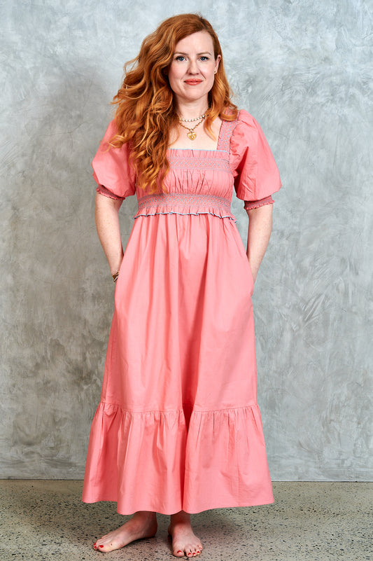 Suki Shirred Dress - Peach