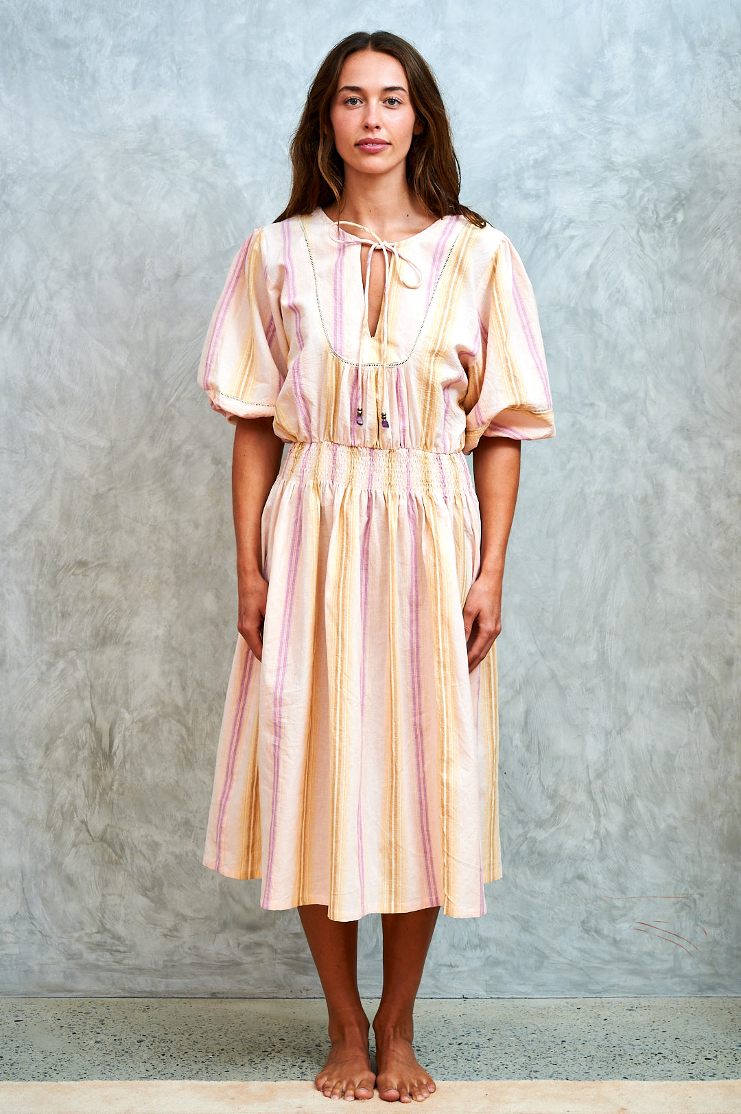 Maya Dress - Lavender and Lemonade Stripe