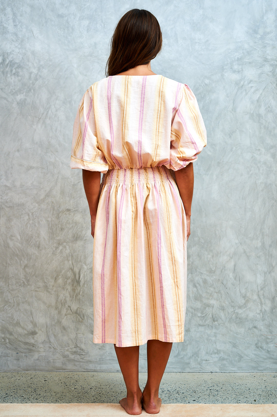 Maya Dress - Lavender and Lemonade Stripe