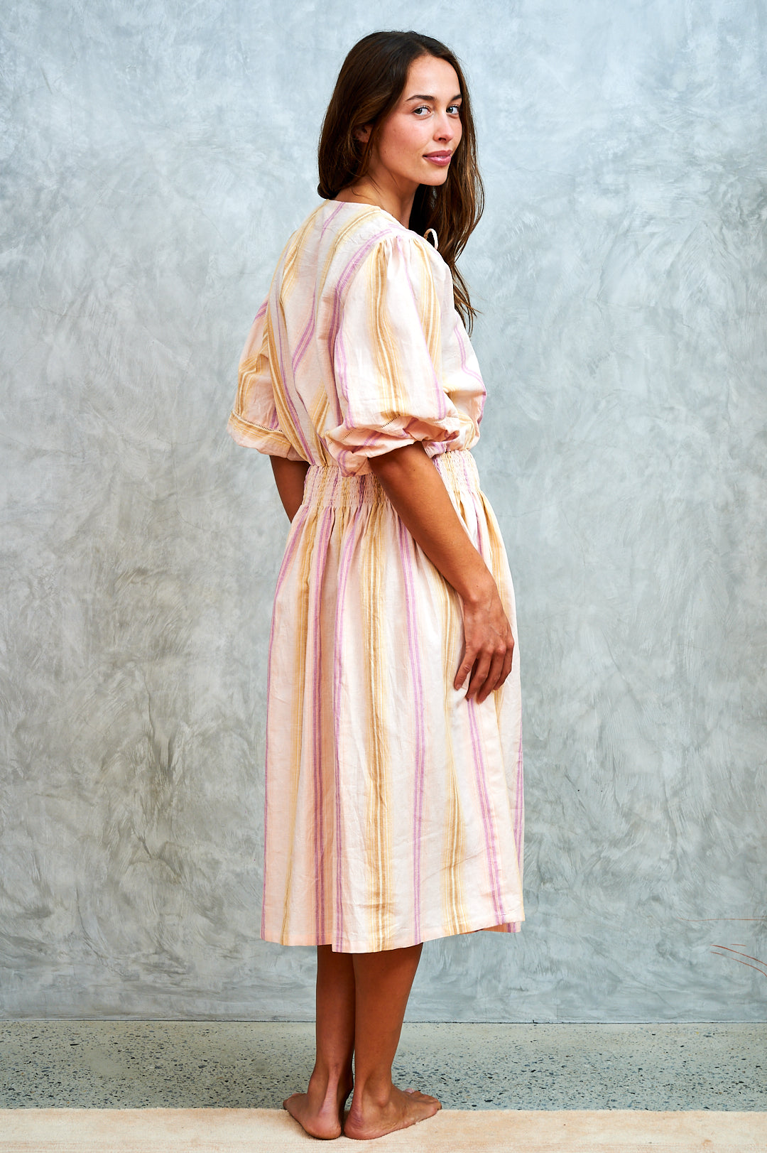 Maya Dress - Lavender and Lemonade Stripe