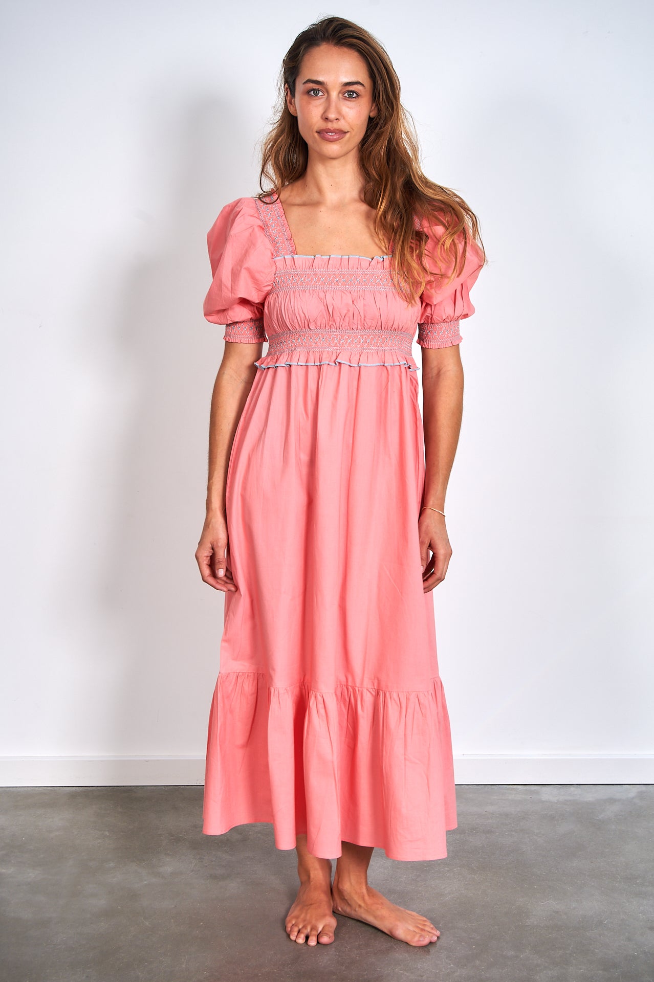 Suki Shirred Dress - Peach