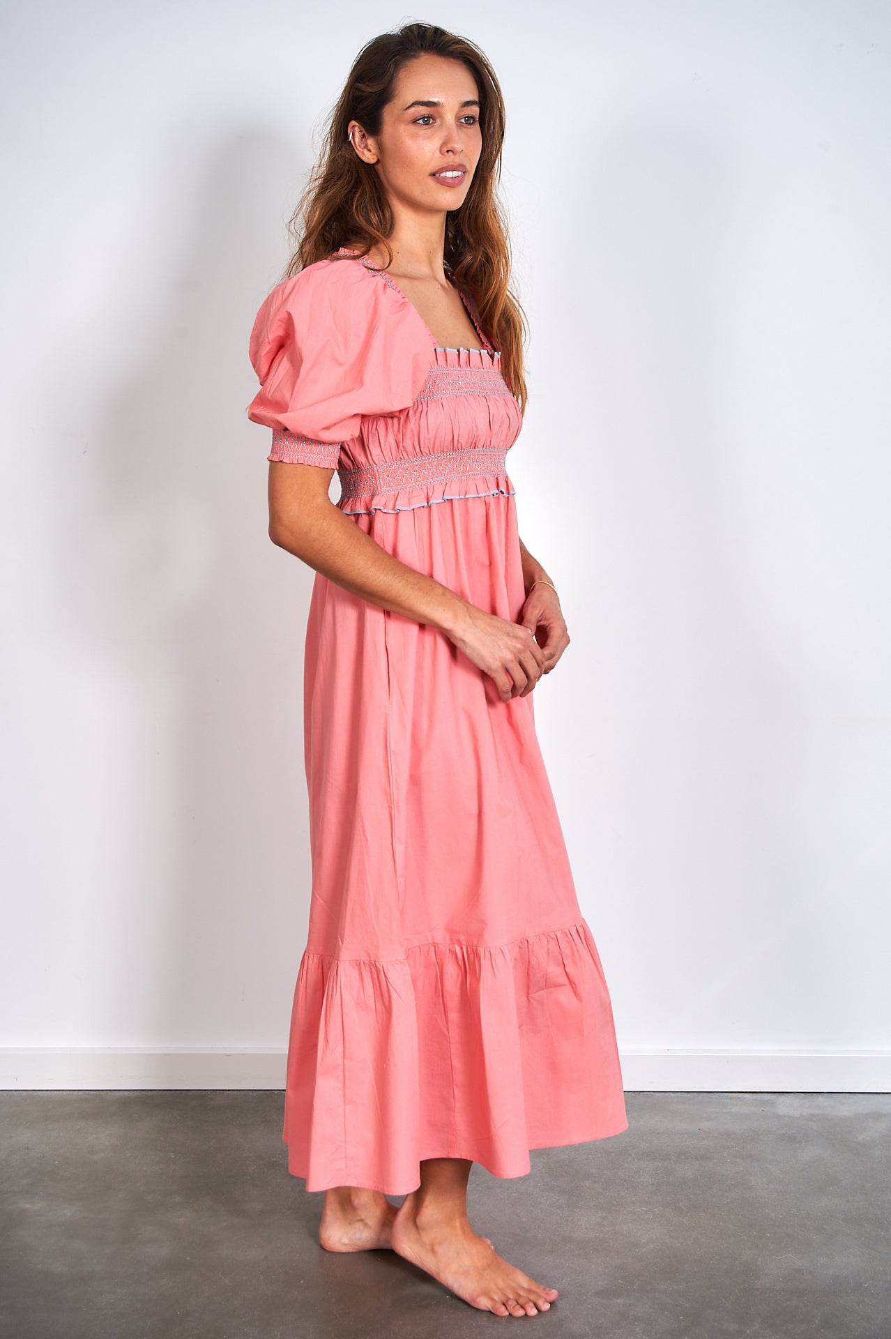 Suki Shirred Dress - Peach