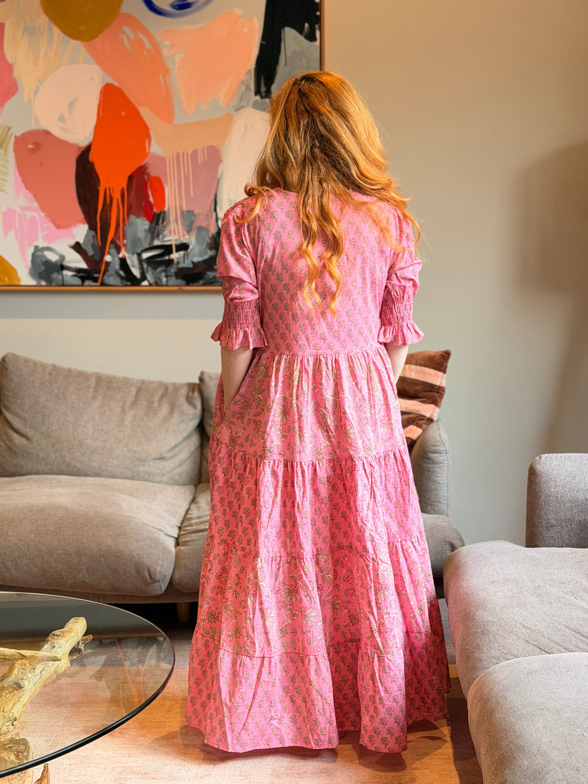 Harriet Dress - Tiered Pink Anoki