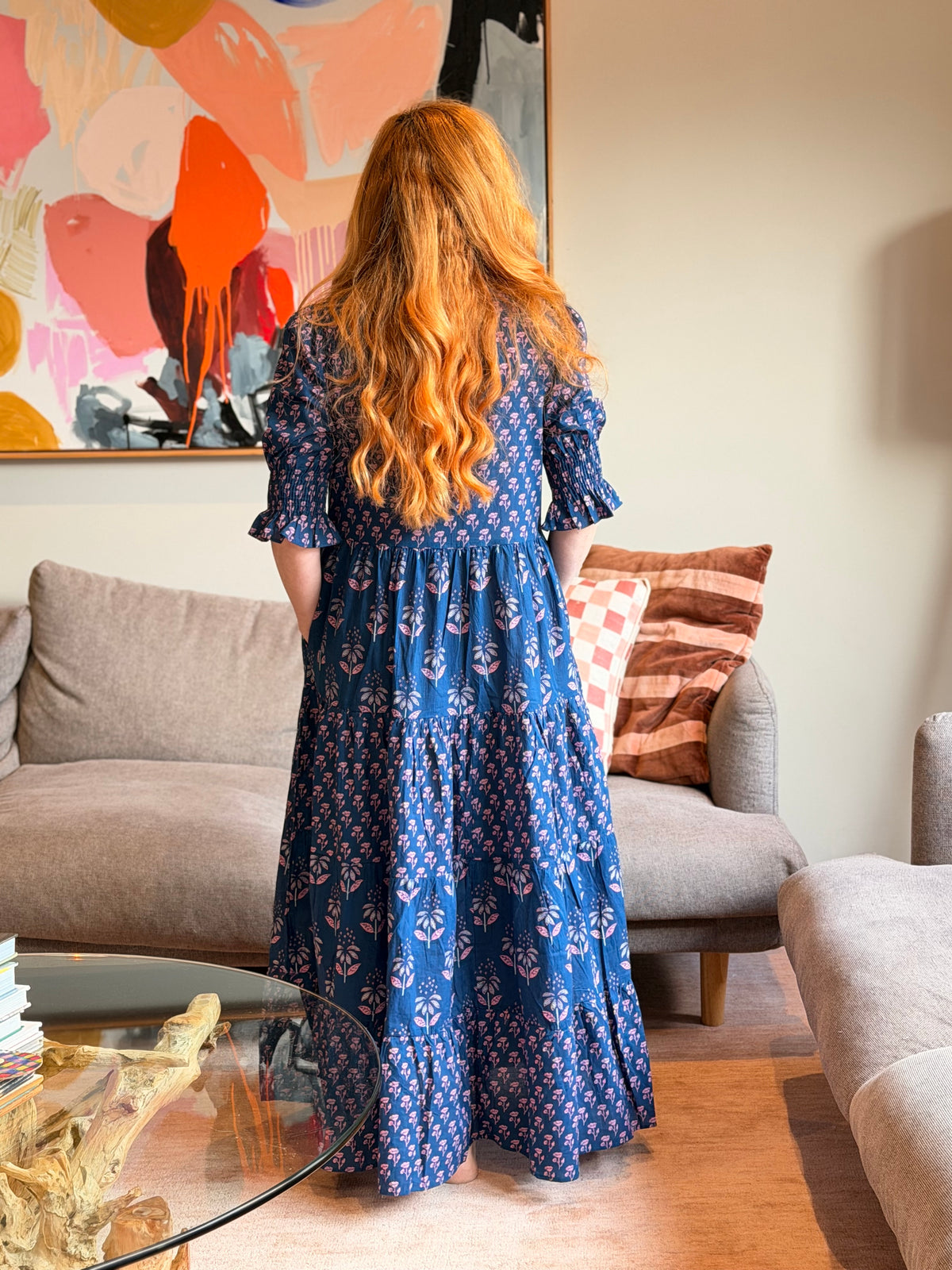 Harriet Dress - Tiered Navy Sanuki