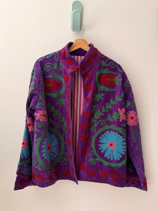 Suswani Velvet Jacket Purple Green