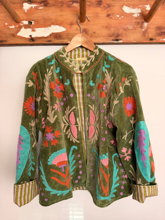 Suswani Velvet Jacket - Love Pastels Green