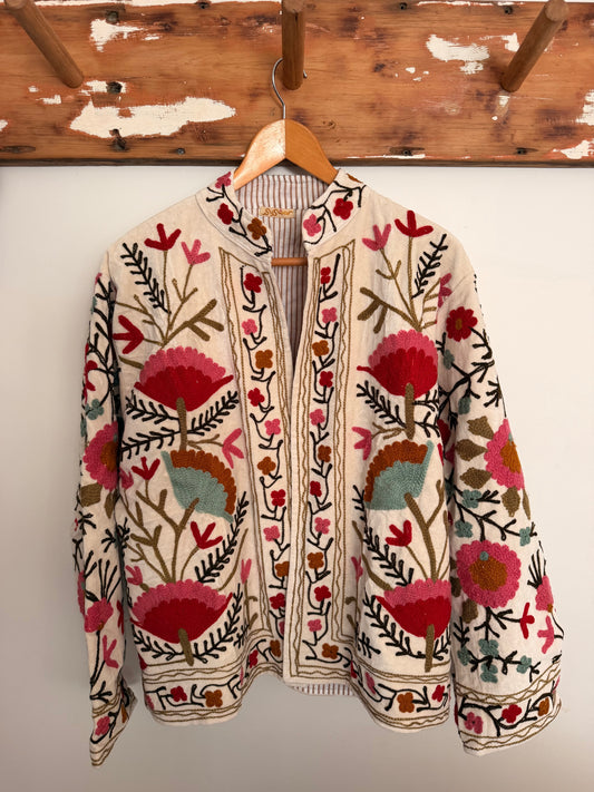 Suswani Velvet Jacket - Soft Cream