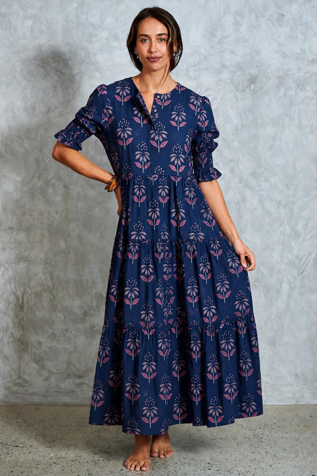 Harriet Dress - Navy Sanuki
