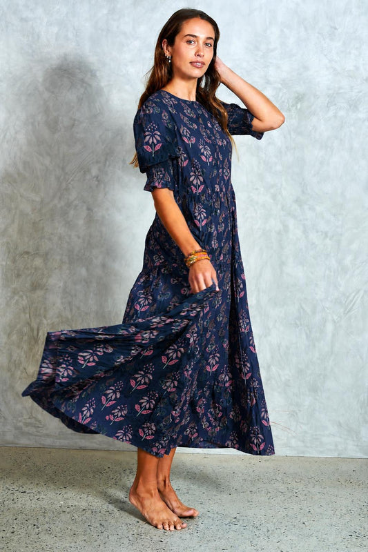 Harriet Dress - Navy Sanuki