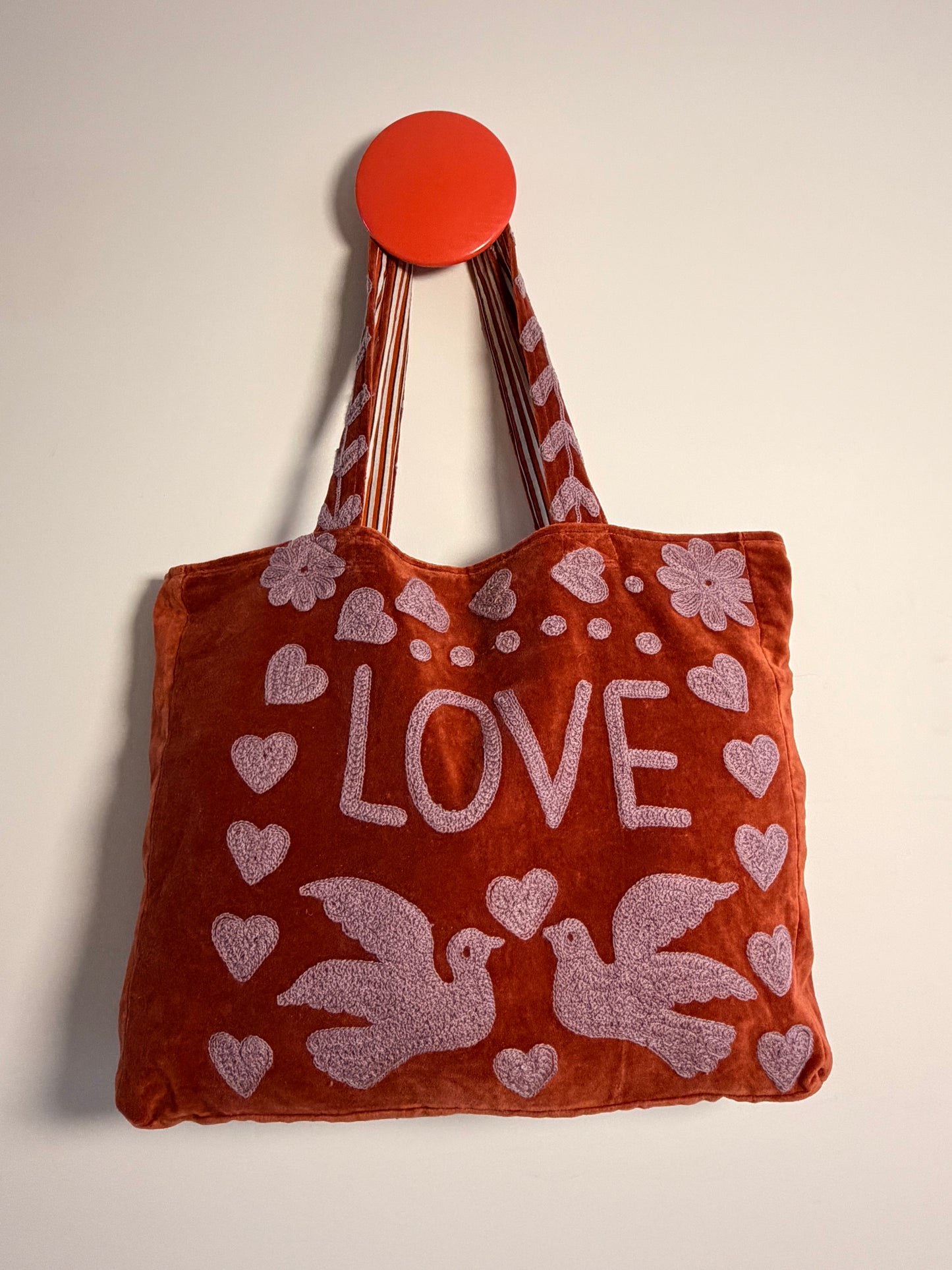 Velvet Suswani Bag - Crimson and Lilac