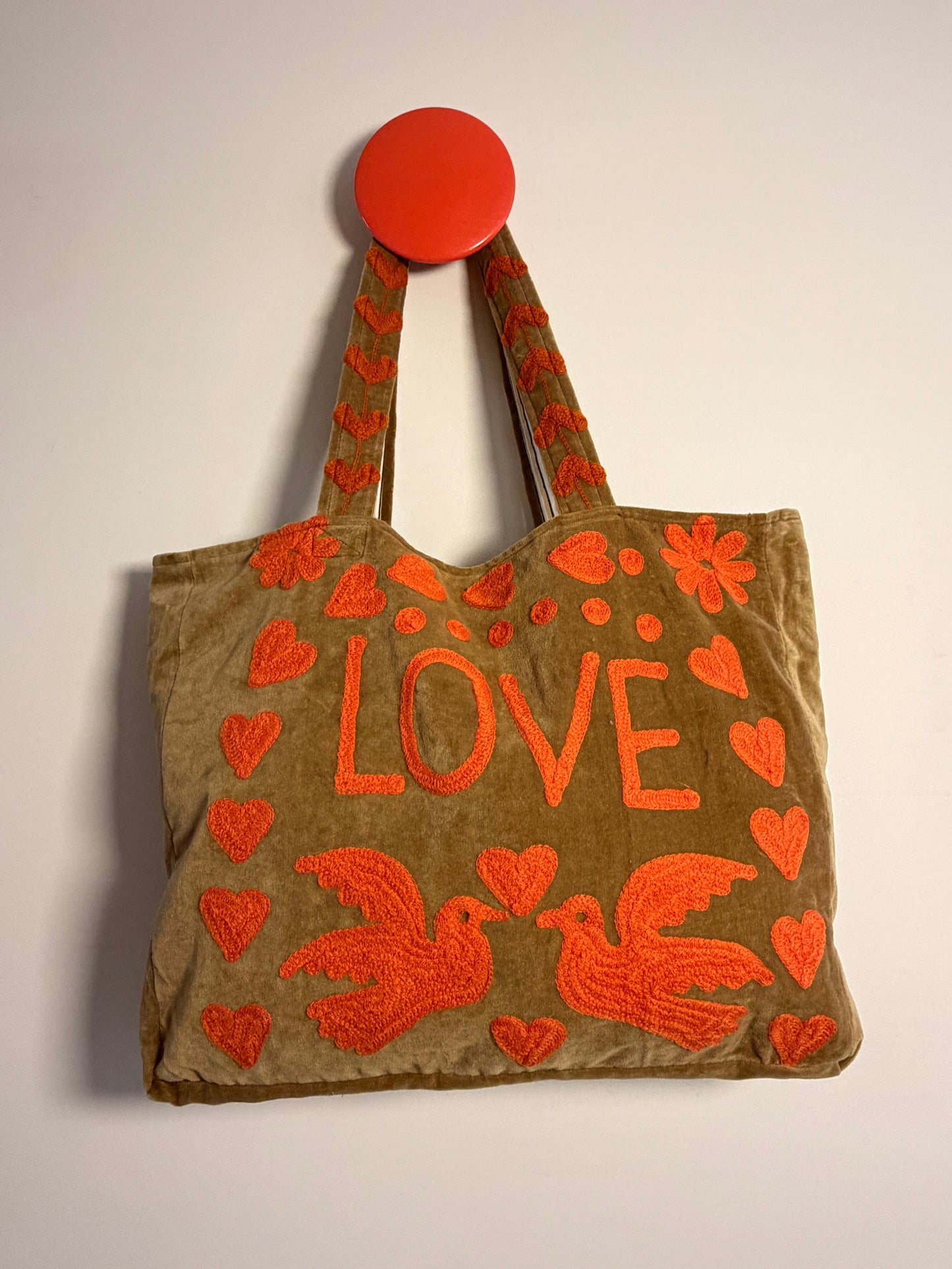 Velvet Suswani Bag - Caramel and Orange