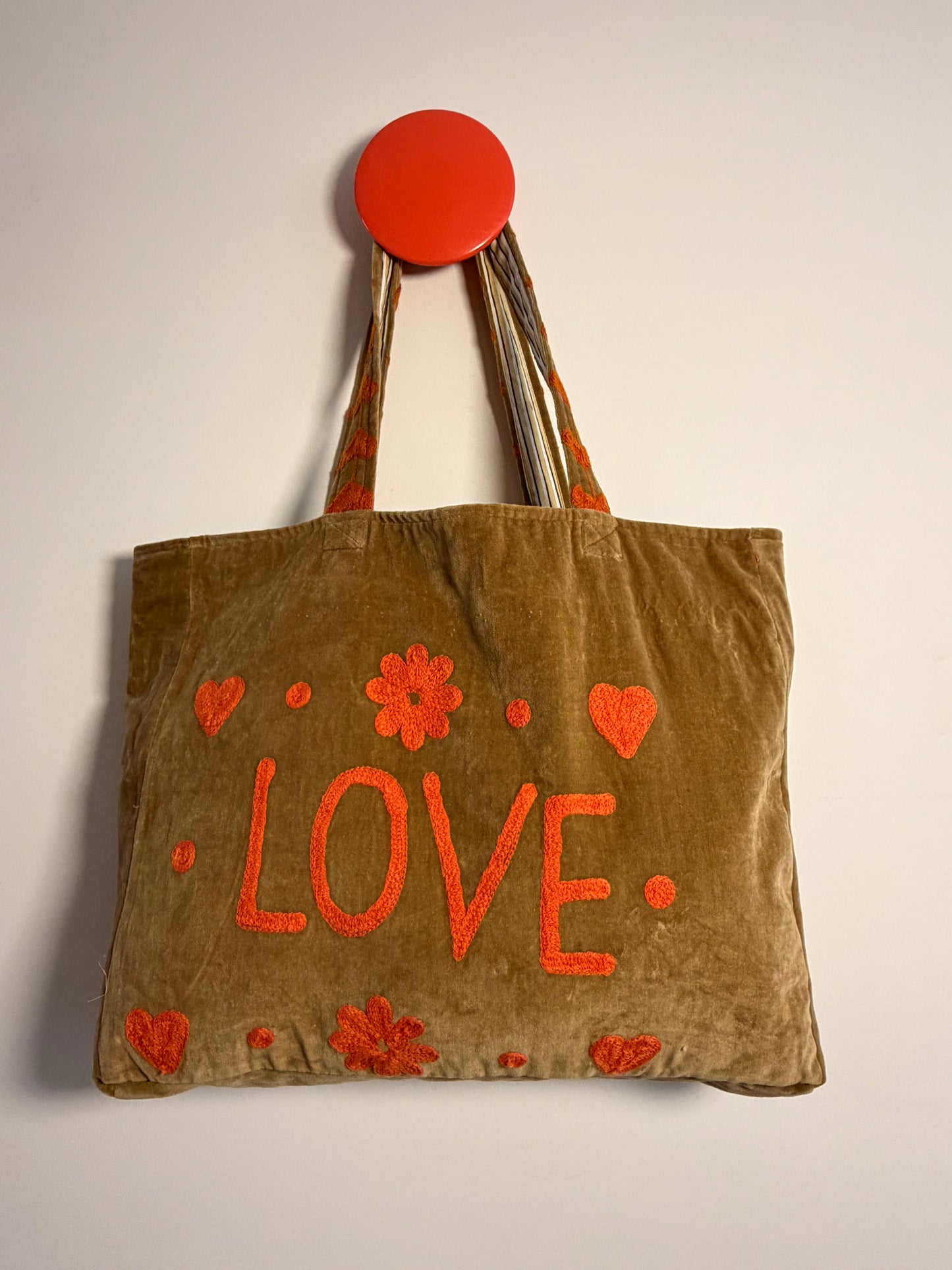 Velvet Suswani Bag - Caramel and Orange