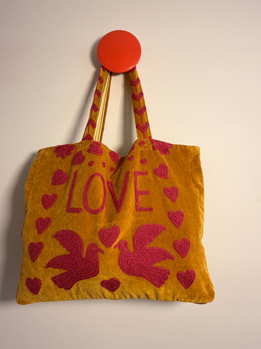 Velvet Suswani Bag - Gold and Pink
