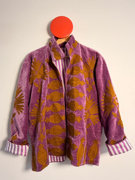 Suswani Velvet Jacket - Lilac with Gold