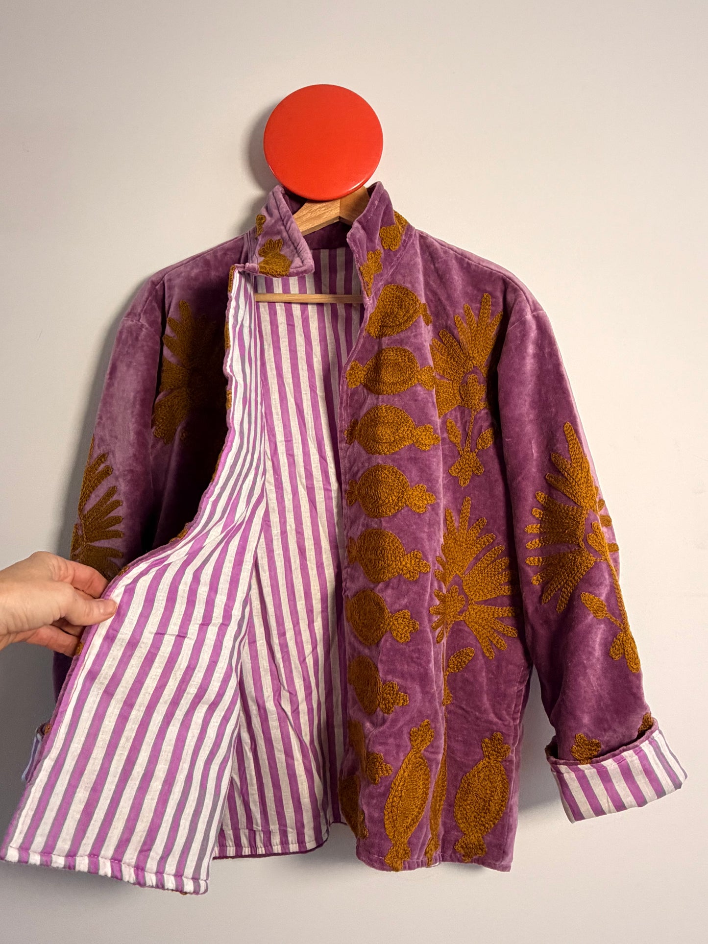 Suswani Velvet Jacket - Lilac with Gold