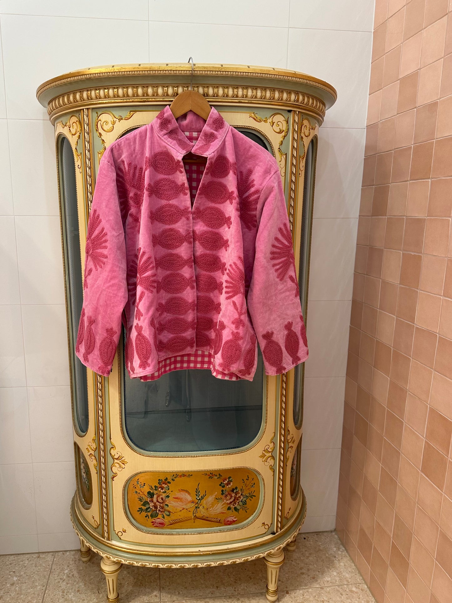 Suswani Velvet Jacket - Pink on Pink