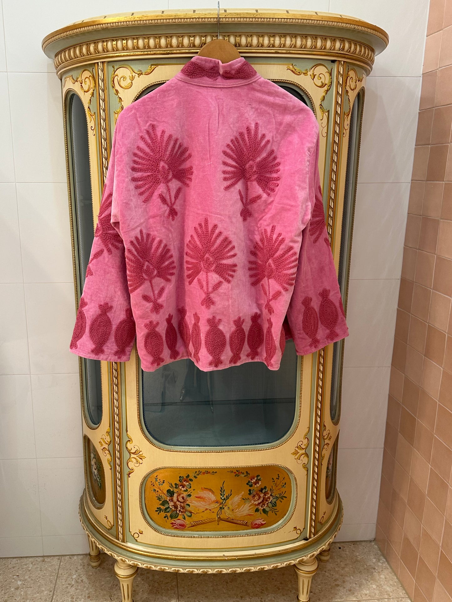 Suswani Velvet Jacket - Pink on Pink