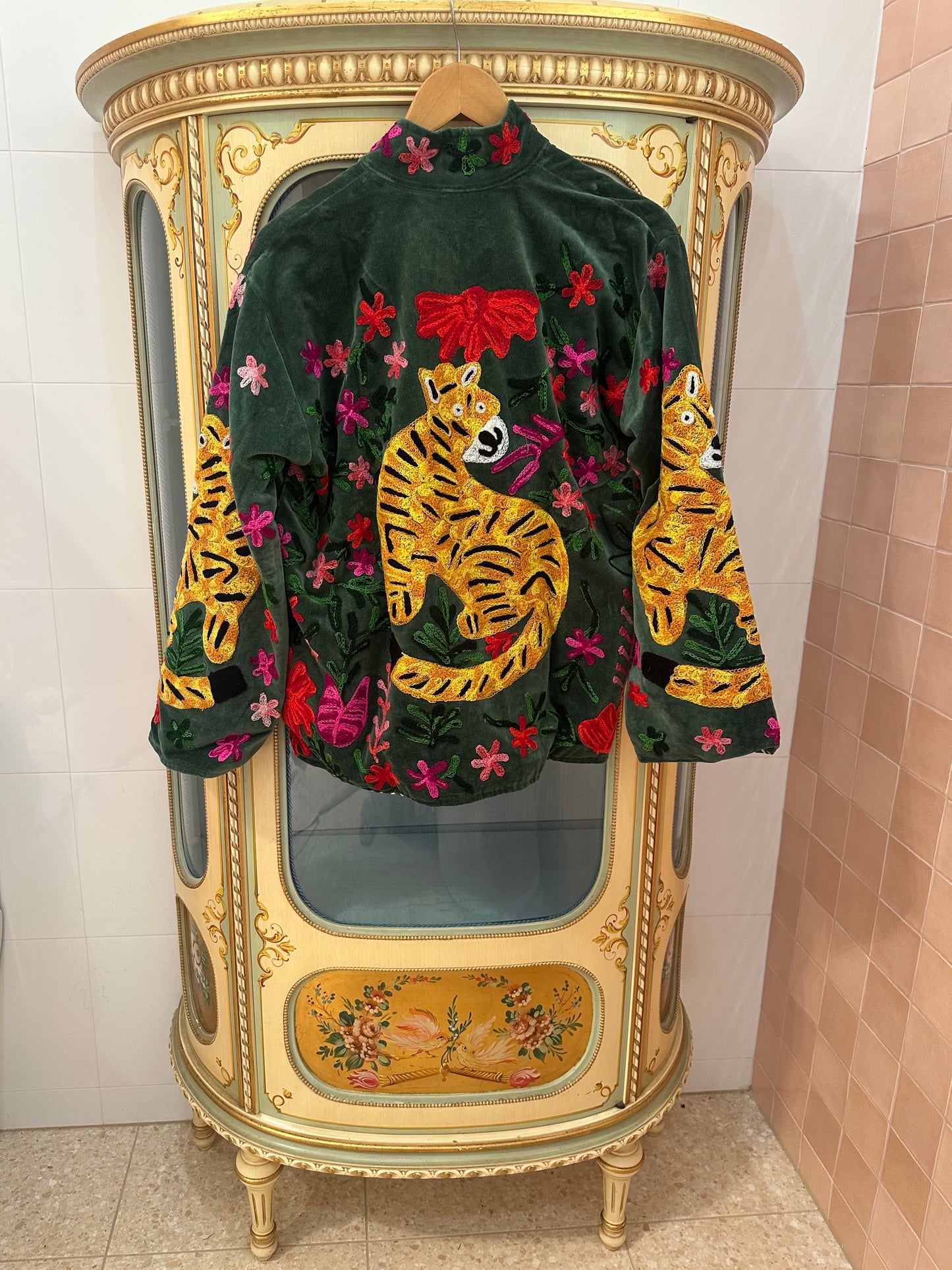 Suswani Velvet Jacket - Forest Green Tiger