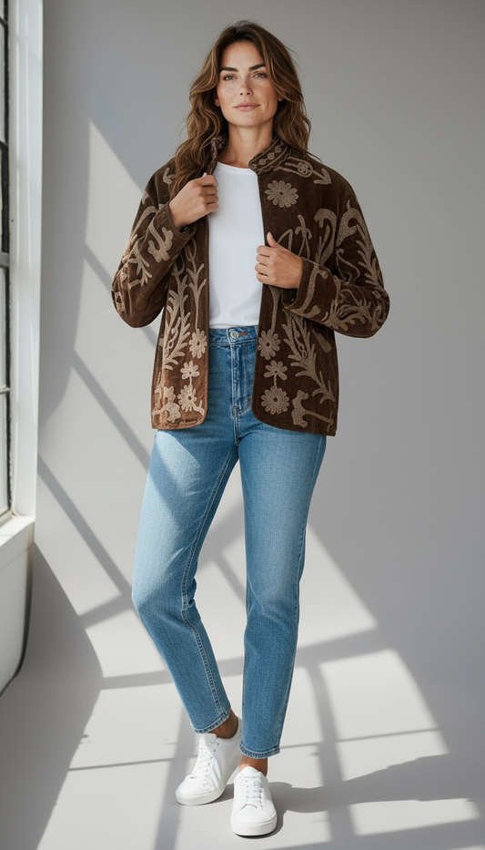 Suswani Velvet Jacket - Chocolate with Mocha