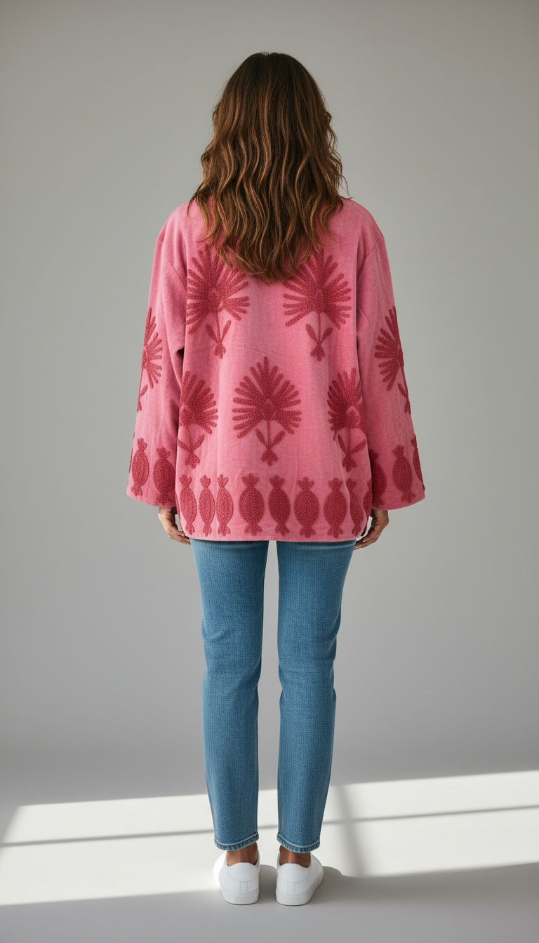 Suswani Velvet Jacket - Pink on Pink