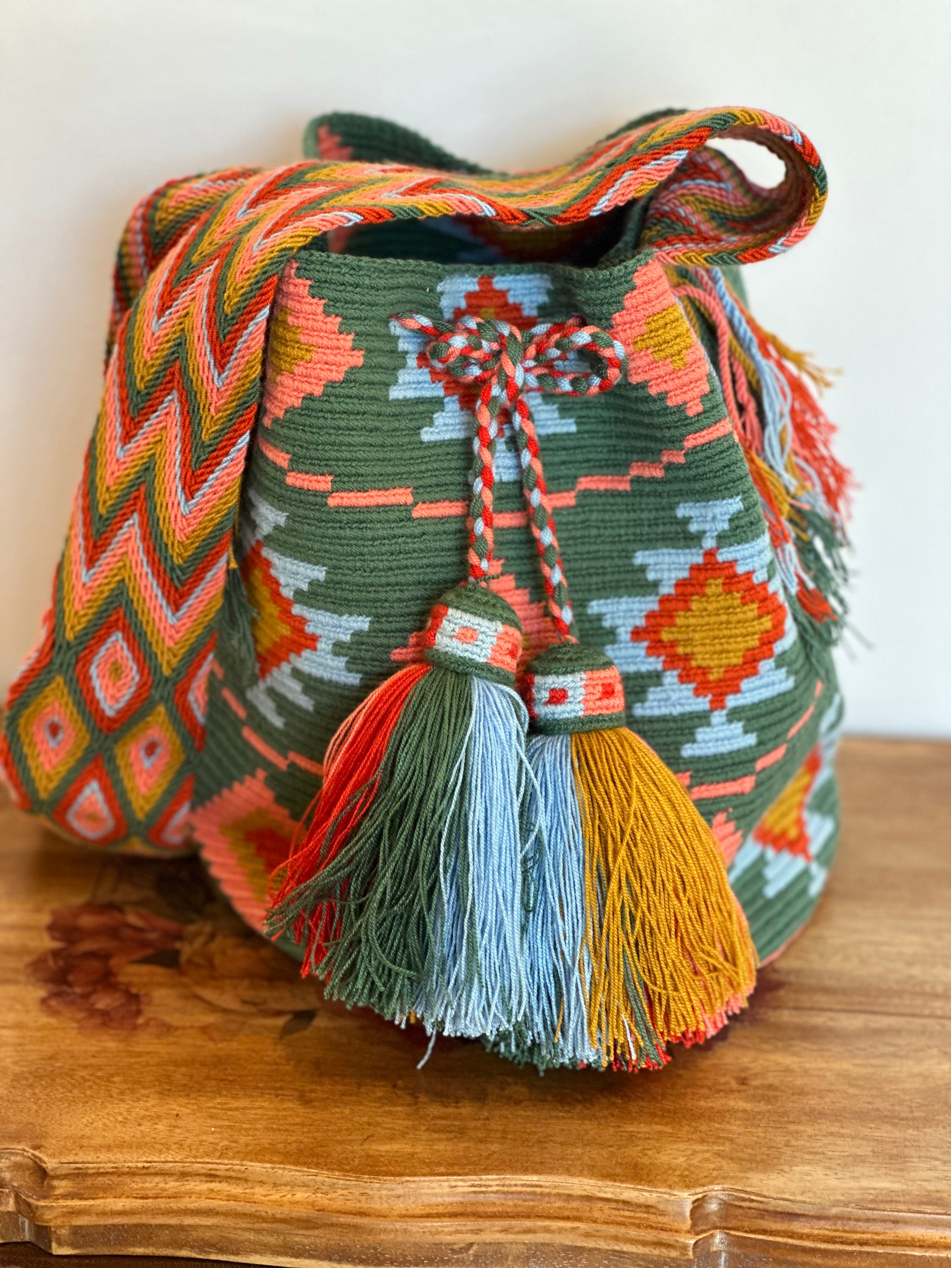 Mochila Crossbody Bag - Sage/Orange Aztec