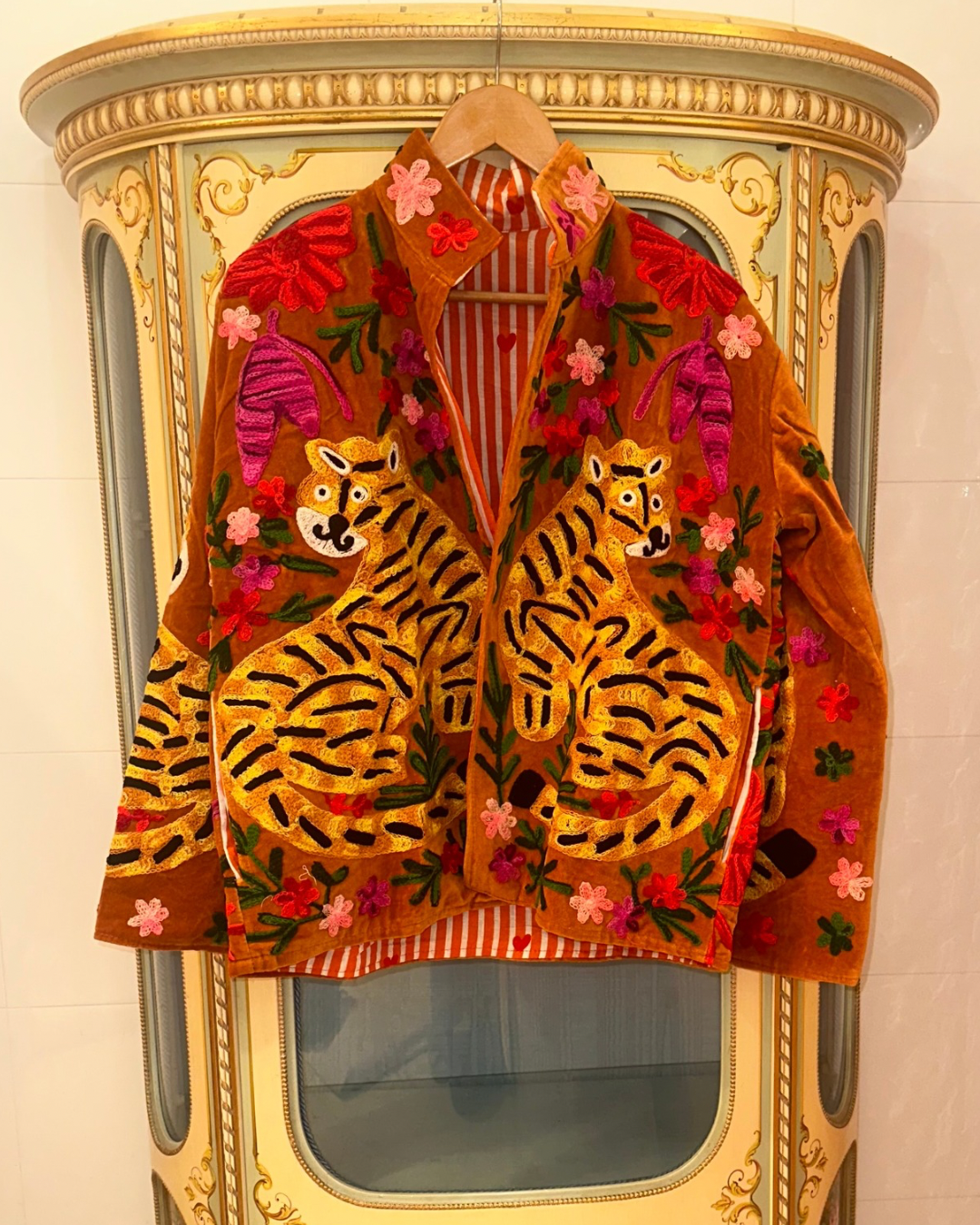 Suswani Velvet Jacket - Orange Tiger
