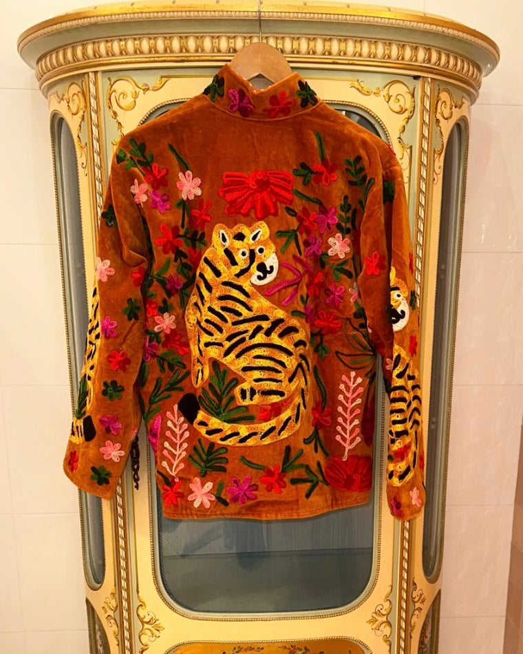 Suswani Velvet Jacket - Orange Tiger