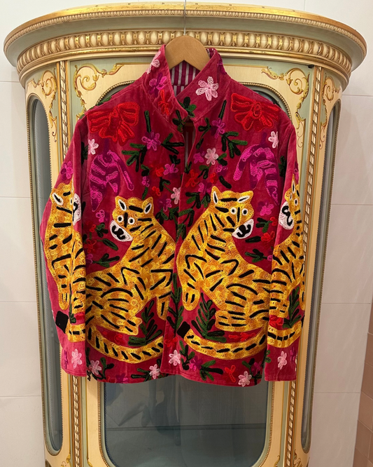 Suswani Velvet Jacket - Fuchsia Pink Tiger