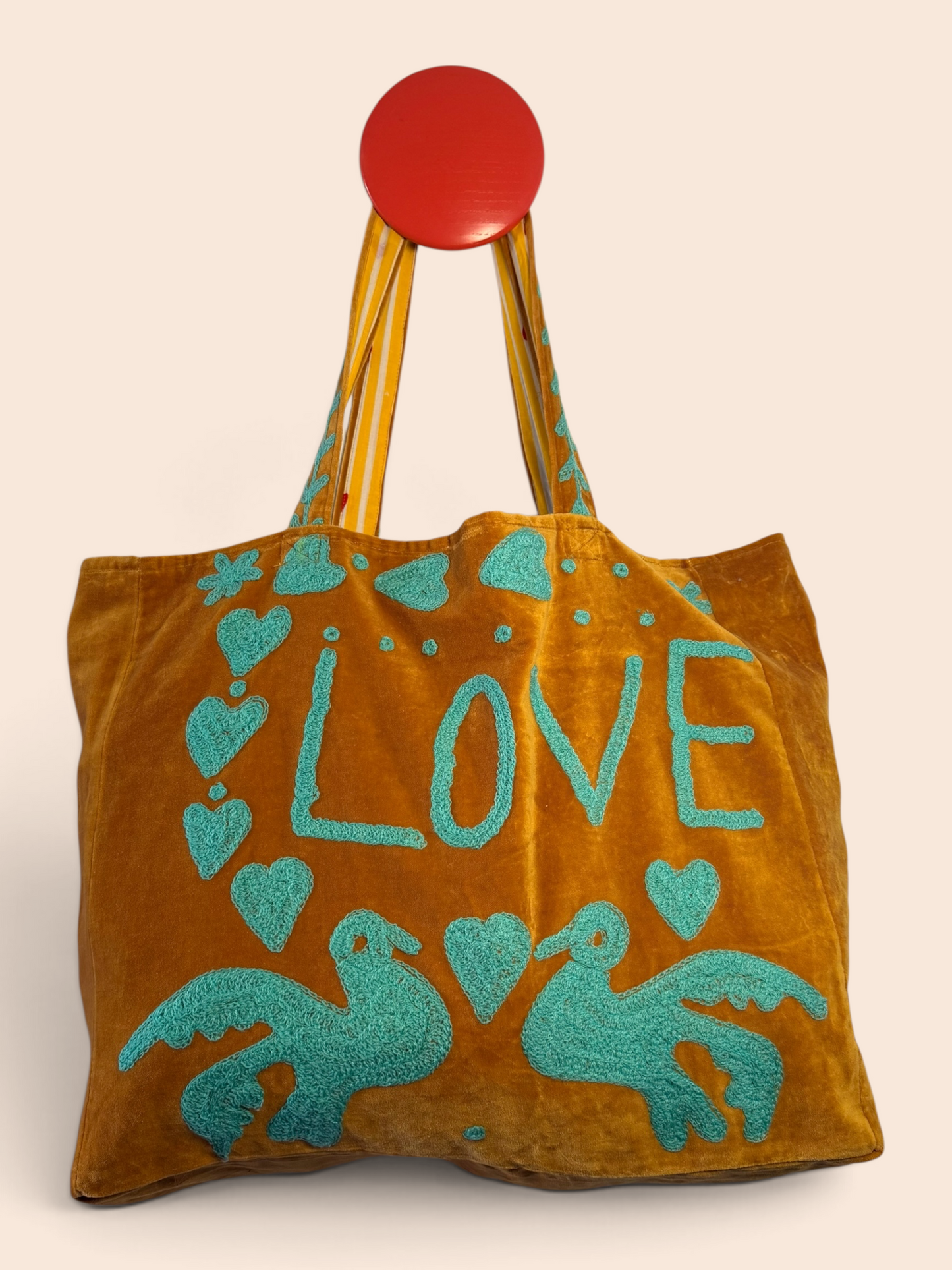 Velvet Suswani Bag - Sunshine Yellow and Mint