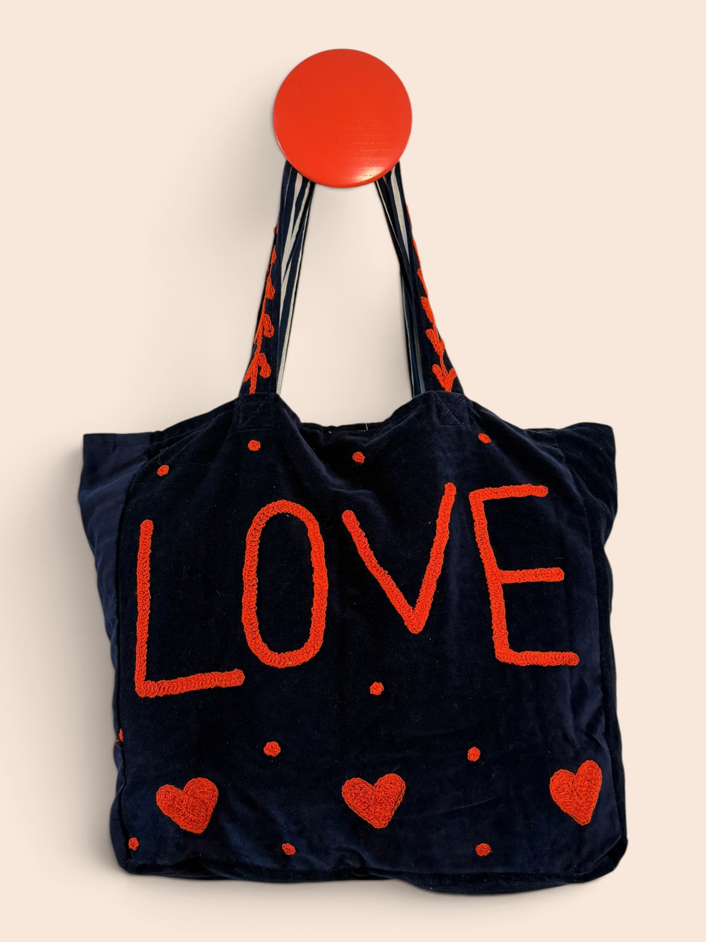 Velvet Suswani Bag - Navy and Orange