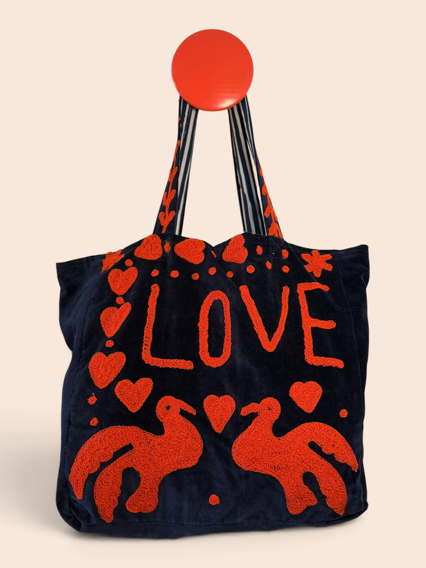 Velvet Suswani Bag - Navy and Orange